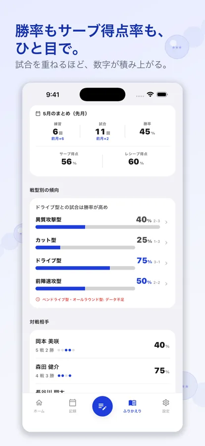 卓球ノート - 部活の試合・練習記録 スクリーンショット 2